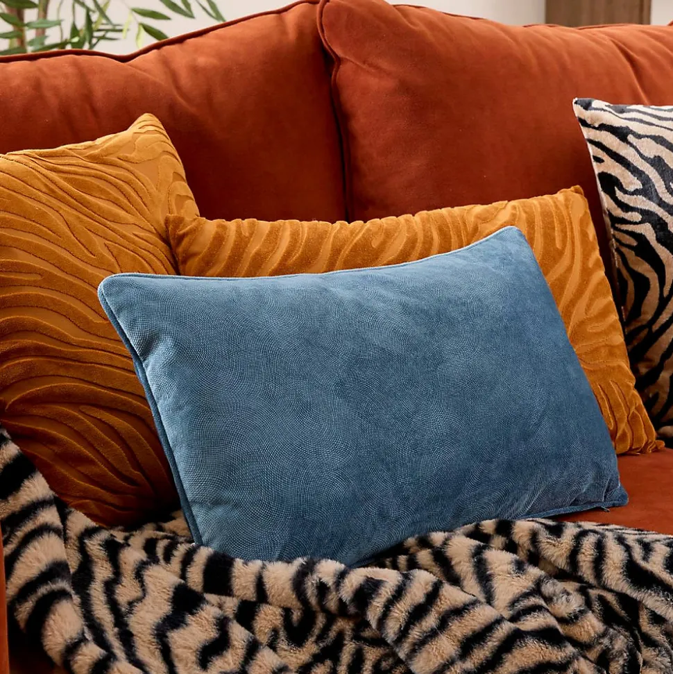 Coussin Lilou bleu egéen 50x30cm - Atmosphera