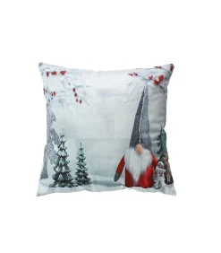 Coussin lumineux led 40 x 40 cm - Père Noël - 100 % polyester - 40x40cm - Gris
