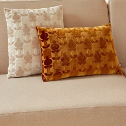 Coussin Luna jacquard velours ocre 30x50cm - Atmosphera