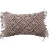 Coussin macramé en coton tressé violet clair 30x50