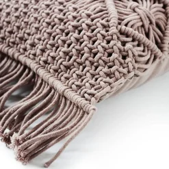 Coussin macramé en coton tressé violet clair 40x60