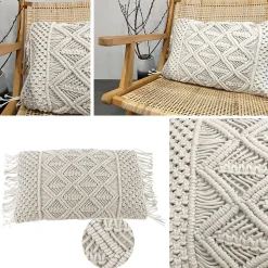 Coussin Macrame blanc Ornami L.60 x l.40 cm