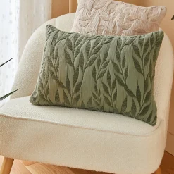 Coussin motif jacquard Lehto coton vert clair 58x38cm - Atmosphera