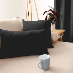 Coussin non déhoussable en coton uni (30x50 cm - Gris anthracite)