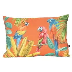 Coussin outdoor imprimé perroquets (40x60 cm - Orange)
