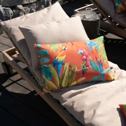 Coussin outdoor imprimé perroquets (40x60 cm - Orange)