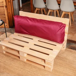Coussin Palette Déhoussable Imperméable Dossier BANANAIR 120 x 40 cm Rouge