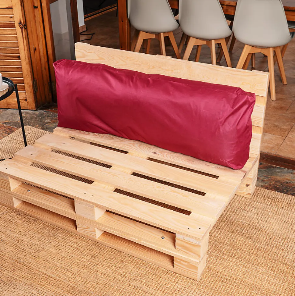 Coussin Palette Déhoussable Imperméable Dossier BANANAIR 120 x 40 cm Rouge
