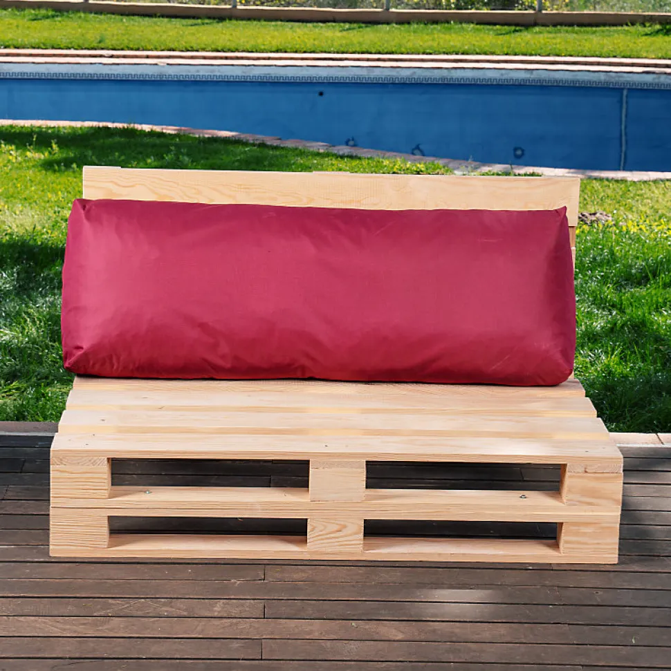Coussin Palette Déhoussable Imperméable Dossier BANANAIR 120 x 40 cm Rouge