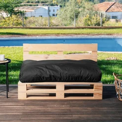 Coussin Palette Déhoussable Imperméable Assise BANANAIR 120 x 80 cm Noir