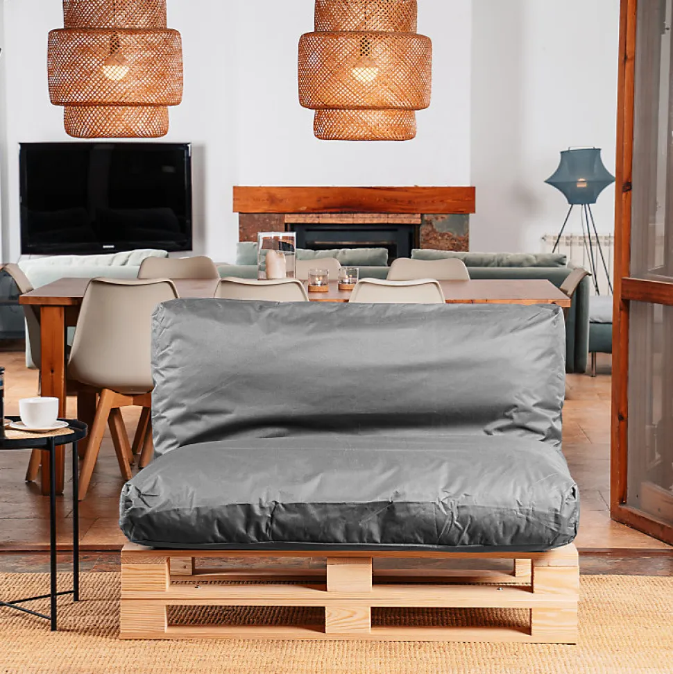 Coussin Palette Déhoussable Imperméable BANANAIR 120 x 60 cm Gris foncé