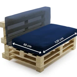 Coussin Palette Déhoussable Imperméable BANANAIR 120 x 60 cm Bleu
