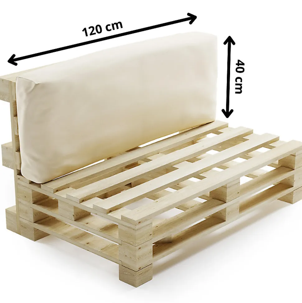 Coussin Palette Déhoussable Imperméable Dossier BANANAIR 120 x 40 cm Beige