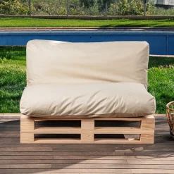 Coussin Palette Déhoussable Imperméable BANANAIR 120 x 60 cm Beige