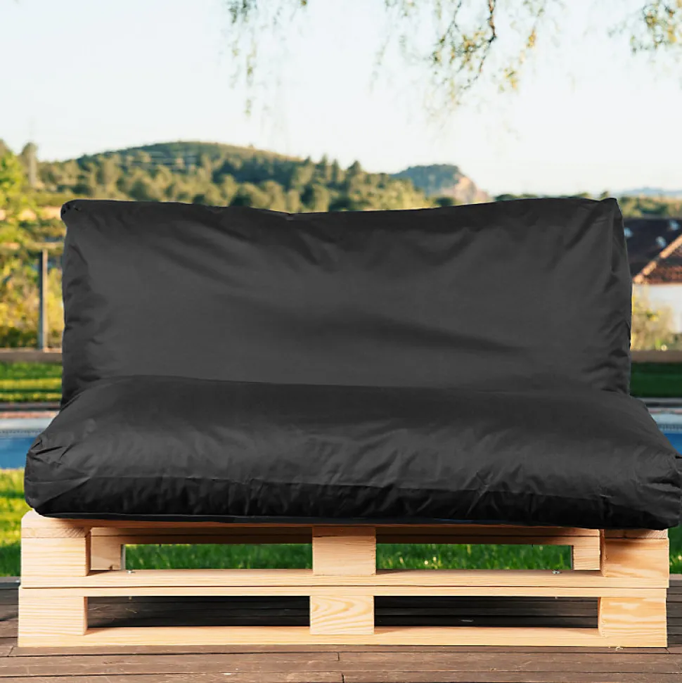 Coussin Palette Déhoussable Imperméable BANANAIR 120 x 60 cm Noir
