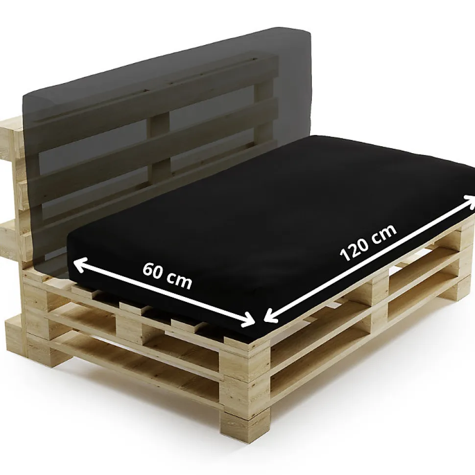 Coussin Palette Déhoussable Imperméable BANANAIR 120 x 60 cm Noir