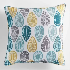 Coussin Passepoil polyester imprime Modele Palpito Blanc 40 x 40 cm
