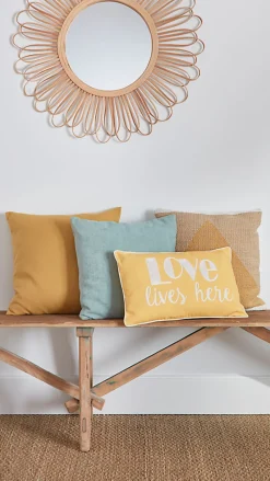 Coussin polyester Love jaune L.50 x l.30 cm