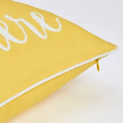 Coussin polyester Love jaune L.50 x l.30 cm