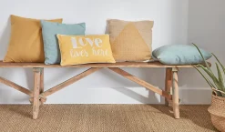 Coussin polyester Love jaune L.50 x l.30 cm