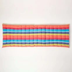 Coussin pour banc de jardin 3 places, rayures multicolores - HOMESCAPES