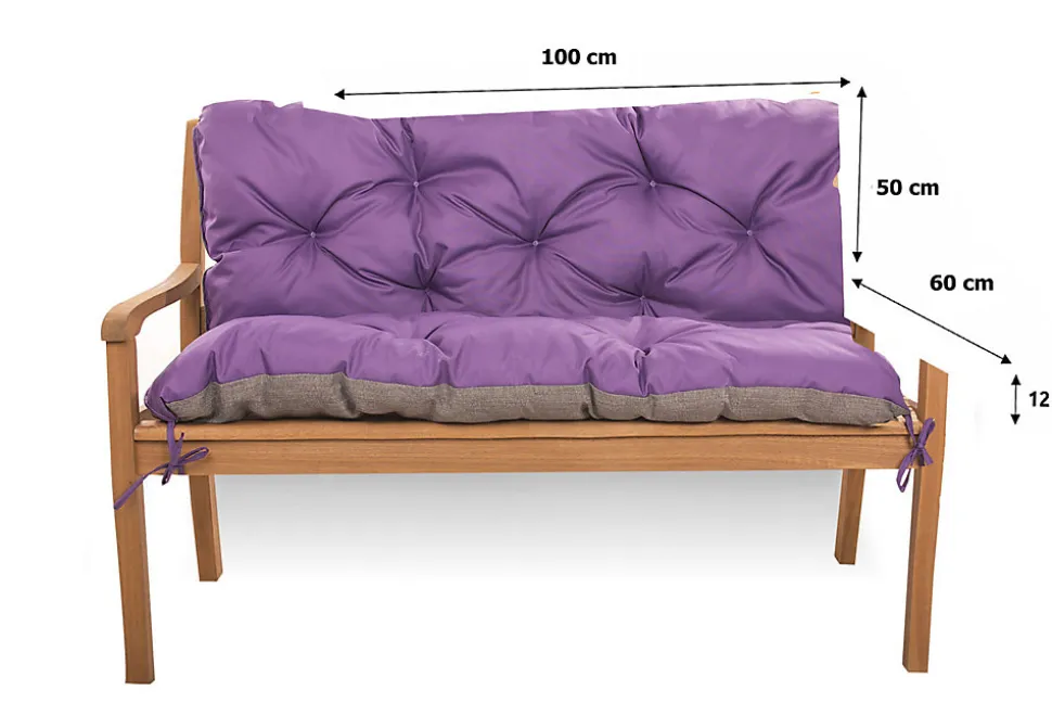 Coussin pour banc de jardin 100x60x50cm, coussin de banc de jardin Violet, coussin de balançoire extérieur, coussin de jardin