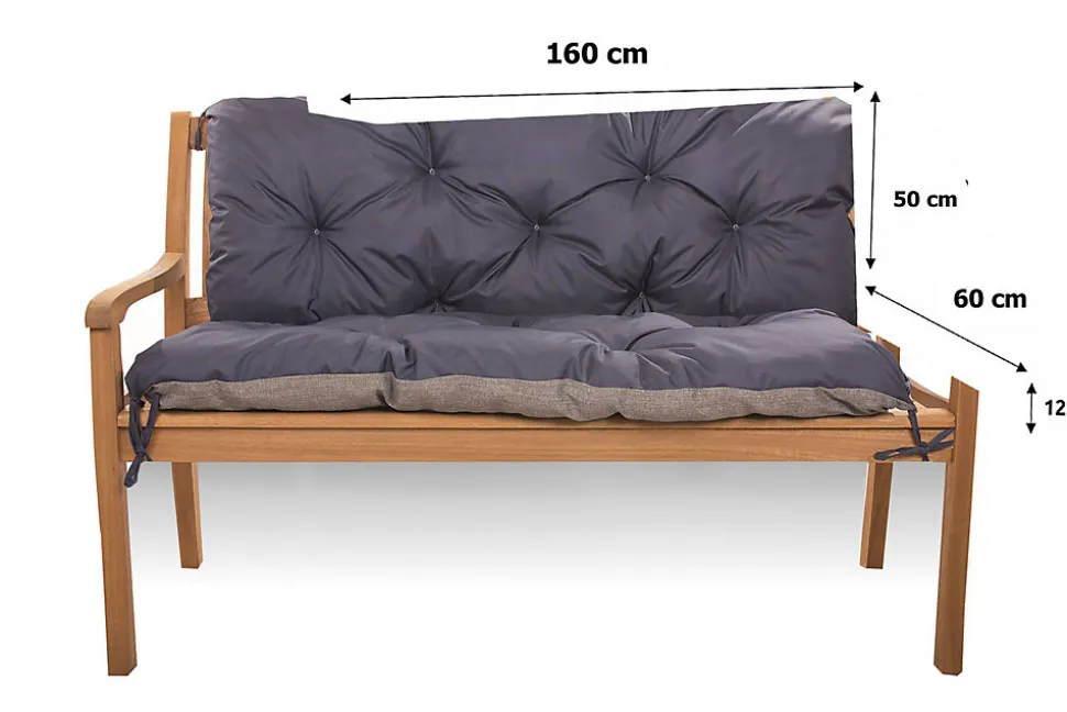 Coussin pour banc de jardin 160x60x50cm coussin de banc de jardin 3 places Bleu coussin de balançoire coussin de banc extérieur