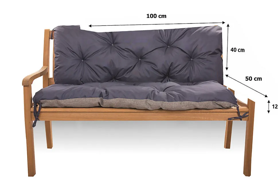 Coussin pour banc de jardin 100x50x40cm, coussin de banc de jardin Bleu, coussin de balançoire extérieur, coussin de jardin