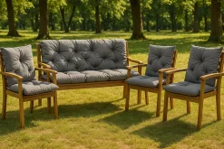 Coussin pour banc de jardin 170x60x50cm coussin de banc de jardin 3 places Gris coussin de balançoire coussin de banc extérieur