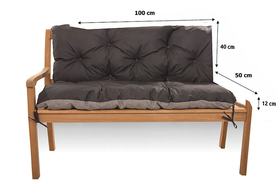 Coussin pour banc de jardin 100x50x40cm, coussin de banc de jardin Noir, coussin de balançoire extérieur, coussin de jardin