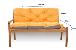 Coussin pour banc de jardin 100x60x50cm, coussin de banc de jardin Orange, coussin de balançoire extérieur, coussin de jardin