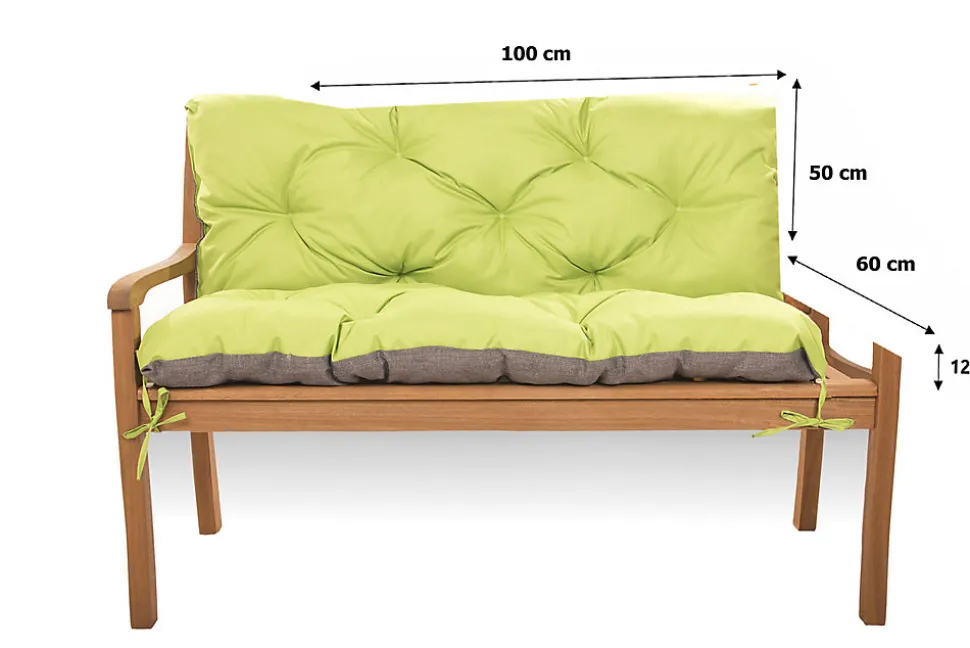 Coussin pour banc de jardin 100x60x50cm, coussin de banc de jardin Citron vert, coussin de balançoire extérieur, coussin de jardin
