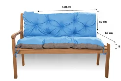 Coussin pour banc de jardin 100x60x50cm, coussin de banc de jardin Bleu, coussin de balançoire extérieur, coussin de jardin