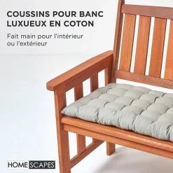 Coussin pour banc de jardin 3 places, gris - HOMESCAPES