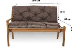 Coussin pour banc de jardin 150x60x50cm coussin de banc de jardin Marron coussin de balançoire coussin de banc extérieur