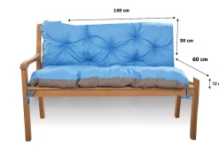 Coussin pour banc de jardin 140x60x50cm coussin de banc de jardin Bleu coussin de balançoire coussin de banc extérieur