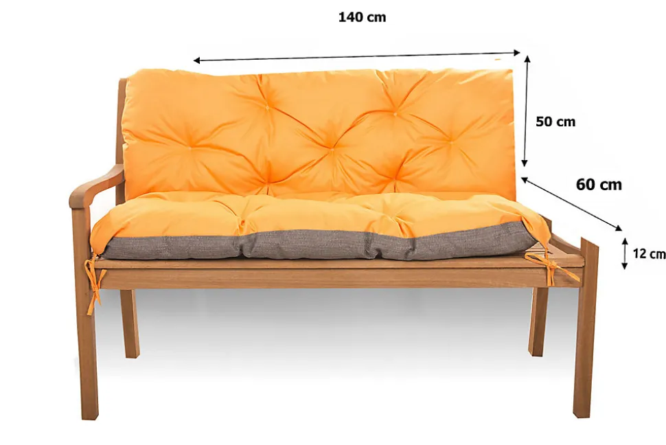 Coussin pour banc de jardin 140x60x50cm coussin de banc de jardin Orange coussin de balançoire coussin de banc extérieur