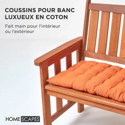 Coussin pour banc de jardin 2 places, terracotta - HOMESCAPES