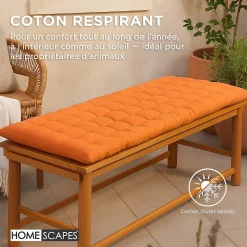 Coussin pour banc de jardin 2 places, terracotta - HOMESCAPES