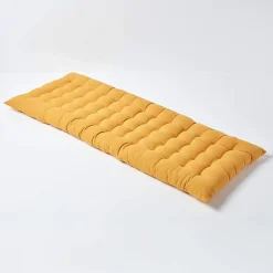 Coussin pour banc de jardin 2 places, jaune moutarde - HOMESCAPES