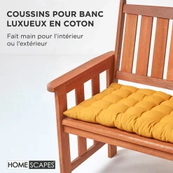 Coussin pour banc de jardin 2 places, jaune moutarde - HOMESCAPES