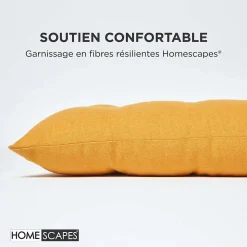 Coussin pour banc de jardin 2 places, jaune moutarde - HOMESCAPES