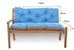 Coussin pour banc de jardin 170x50x50cm coussin de banc de jardin 3 places Bleu coussin de balançoire coussin de banc extérieur