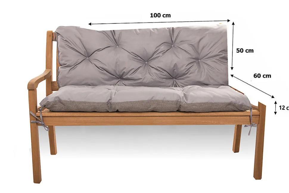 Coussin pour banc de jardin 100x60x50cm, coussin de banc de jardin Gris, coussin de balançoire extérieur, coussin de jardin