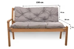 Coussin pour banc de jardin 150x50x40cm coussin de banc de jardin Gris coussin de balançoire coussin de banc extérieur