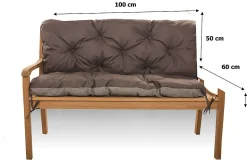 Coussin pour banc de jardin 100x60x50cm, coussin de banc de jardin Marron, coussin de balançoire extérieur, coussin de jardin
