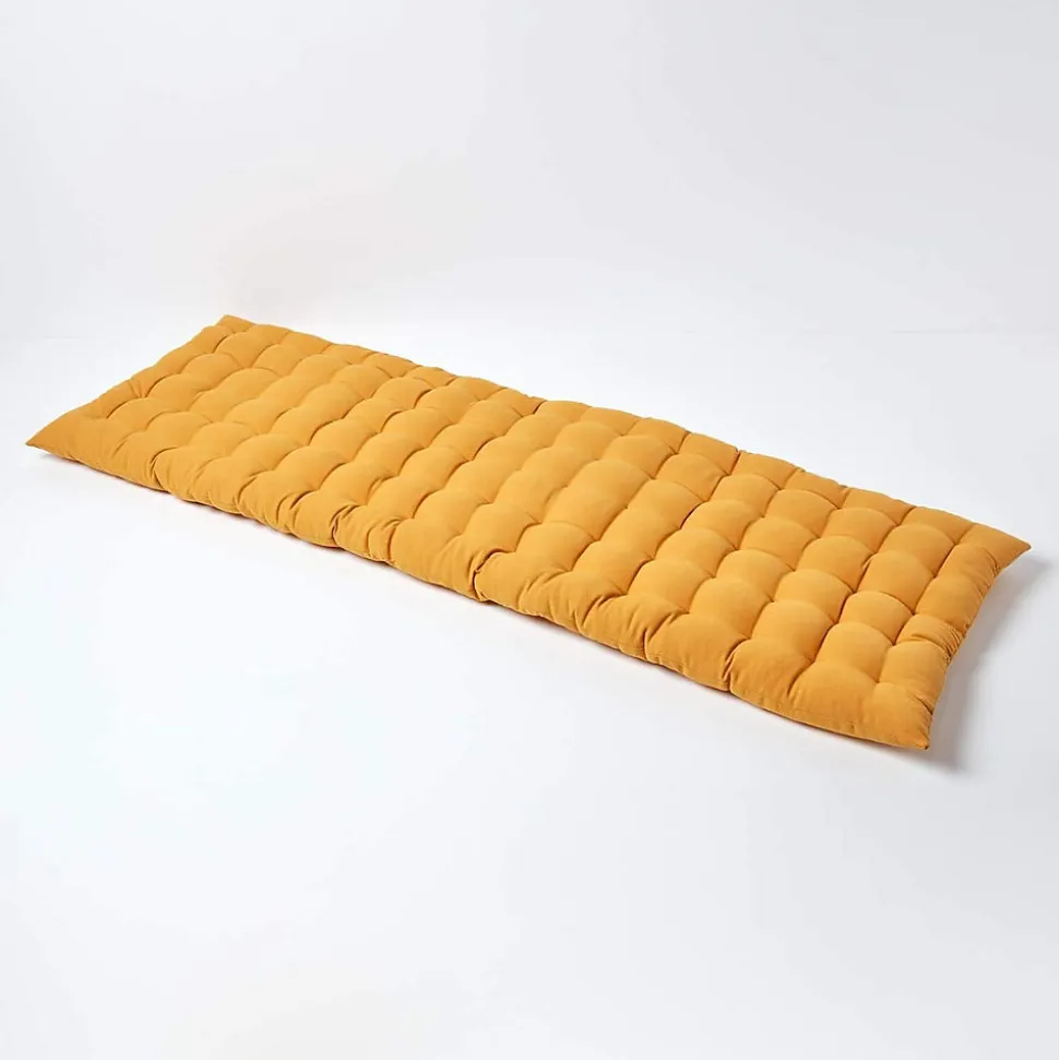 Coussin pour banc de jardin 3 places, jaune moutarde - HOMESCAPES