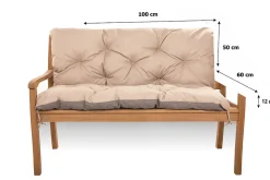 Coussin pour banc de jardin 100x60x50cm, coussin de banc de jardin Beige, coussin de balançoire extérieur, coussin de jardin