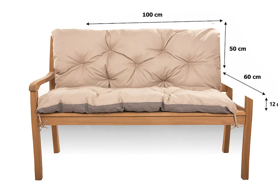 Coussin pour banc de jardin 100x60x50cm, coussin de banc de jardin Beige, coussin de balançoire extérieur, coussin de jardin