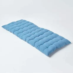 Coussin pour banc de jardin 2 places, bleu foncé - HOMESCAPES
